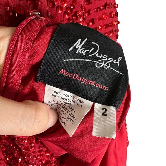 MAC DUGGAL 10711 Red One Shoulder Sequin Gown Women's Size 2 NWT - Picture 10 of 11